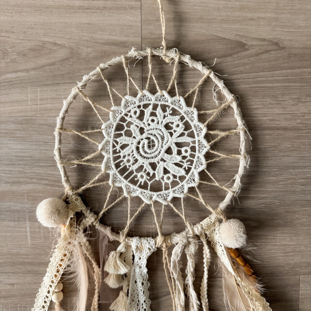 Boho Cream Dream Catcher Wall Hanging Neutral Boho Home Decor